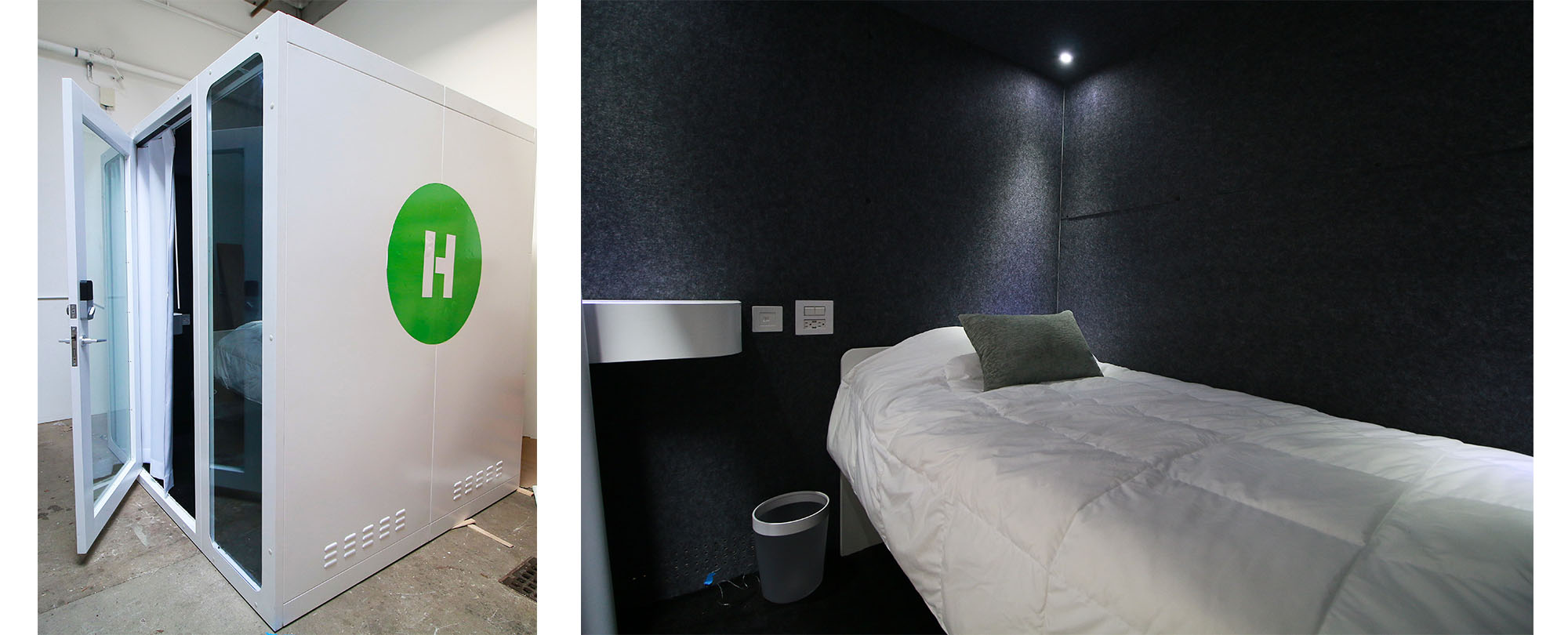 Exterior and interior of HOHM sleep pods (Image credit: HOHM)