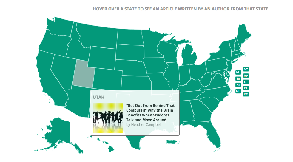 Hover above the interactive map to see articles that came from individual states.