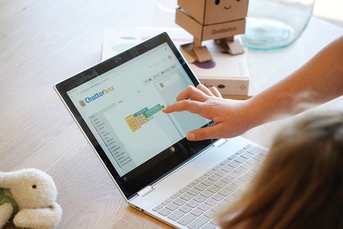 The block-based programming interface used to add skills to Chatterbox. (Chatterbox)