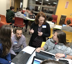 Shelburne students sharing digital portfolio development during learning lab visit, Image Credit: Susan Hennessey