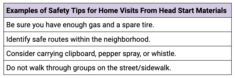 Excerpted from Home Visits Tips and Resources