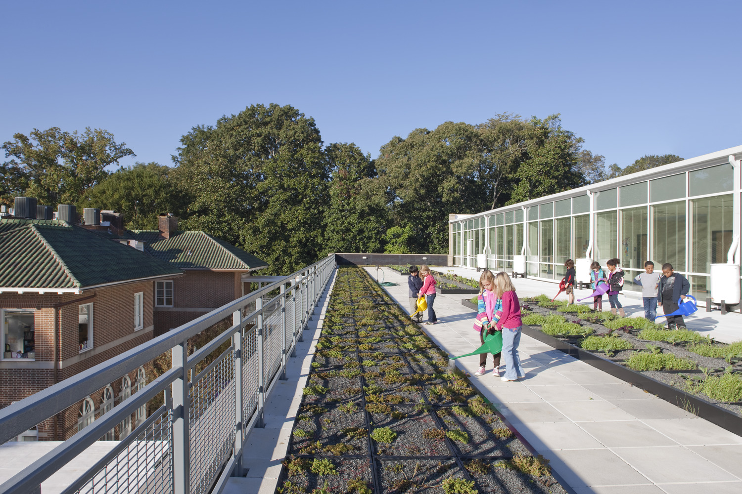 Architects designed a rainwater collection system for Springdale Park Elementary School in Atlanta, where it is used as a teaching tool for the students. Photo courtesy of Perkins&Will.