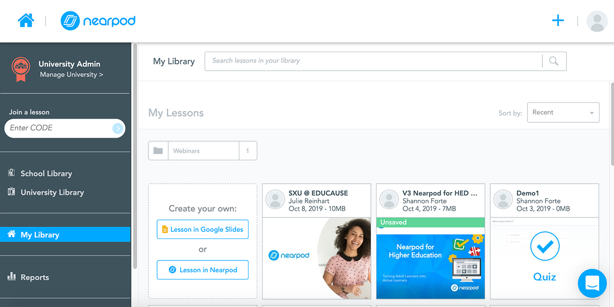 Nearpod for Higher Education screenshot