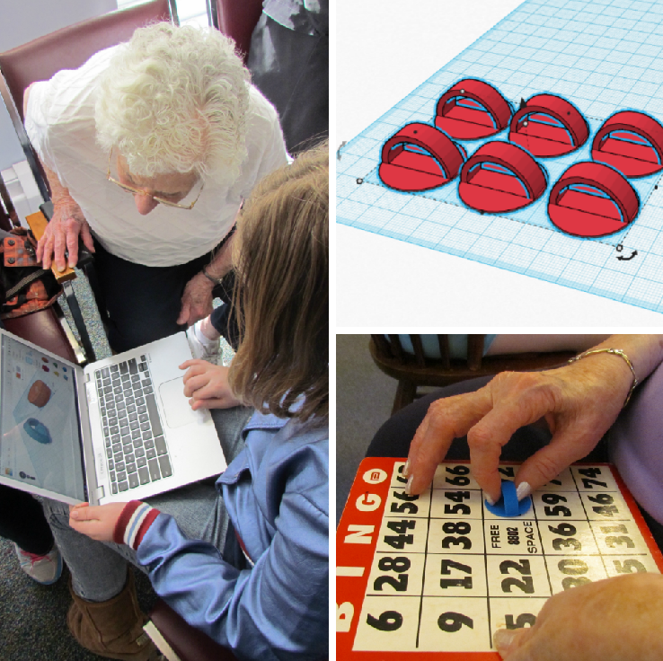 Middle schoolers and local seniors designed and made an easy-to-pick-up bingo marker