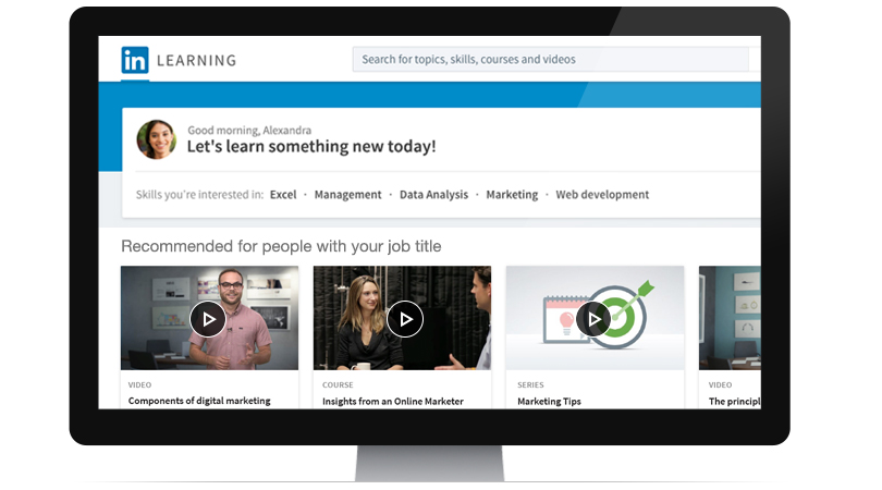 LinkedIn Learning suggests courses based on users' job title and skills. Image Credit: LinkedIn