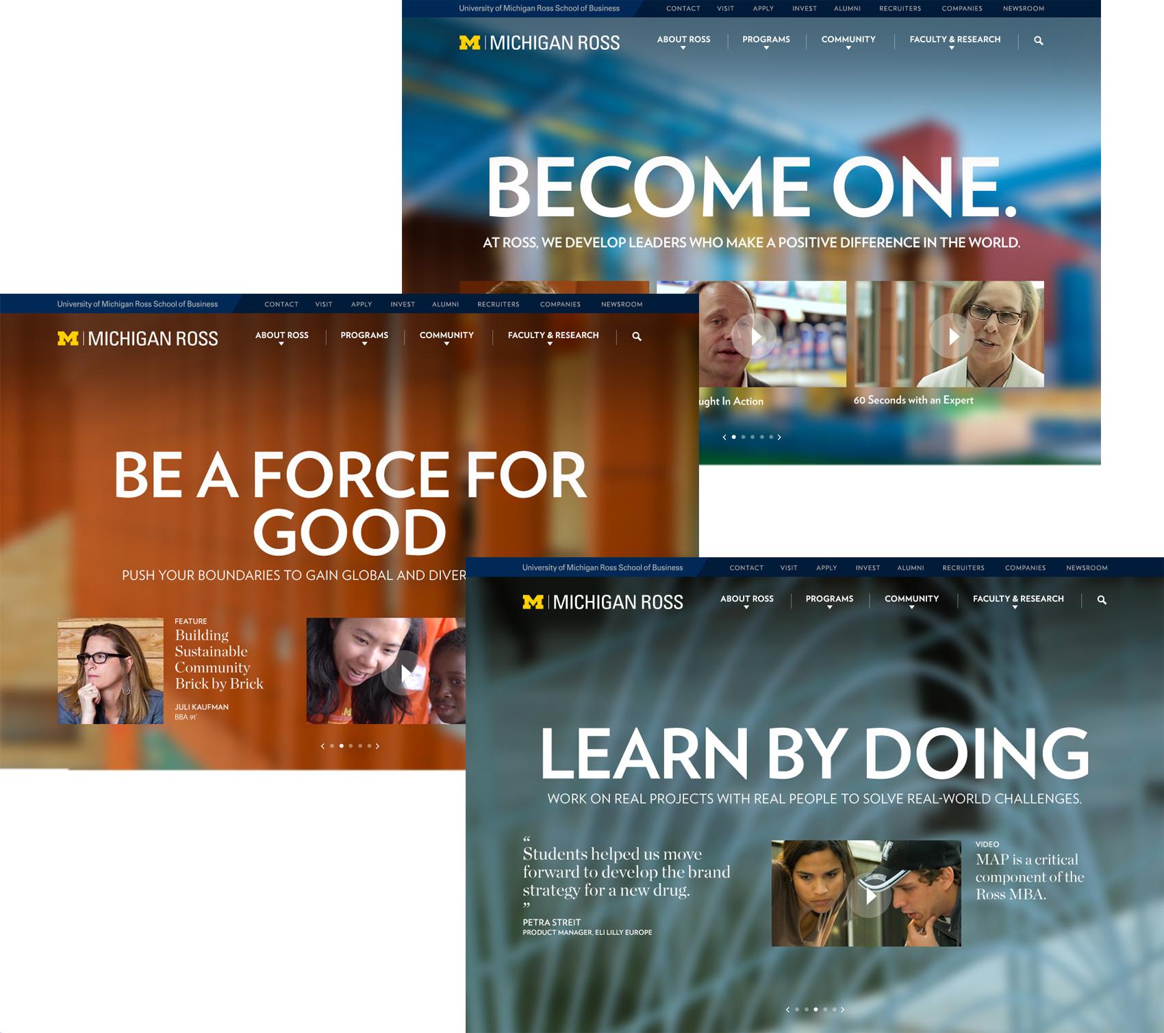 University of Michigan Ross School of Business rotating homepage. Source: Ralph Lucci