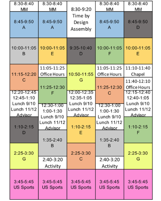 New schedule for the upper school at St. Andrew's, Image Credit: St. Andrew's