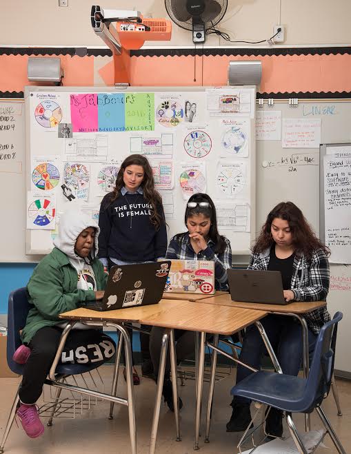 Claire helping the next generation learn to love coding