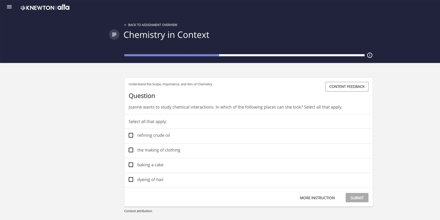Sample screenshot of what students see in Alta. Source: Knewton
