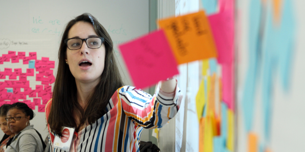 Amy Vreeland facilitates each team mapping their school assets and resources available for innovation.