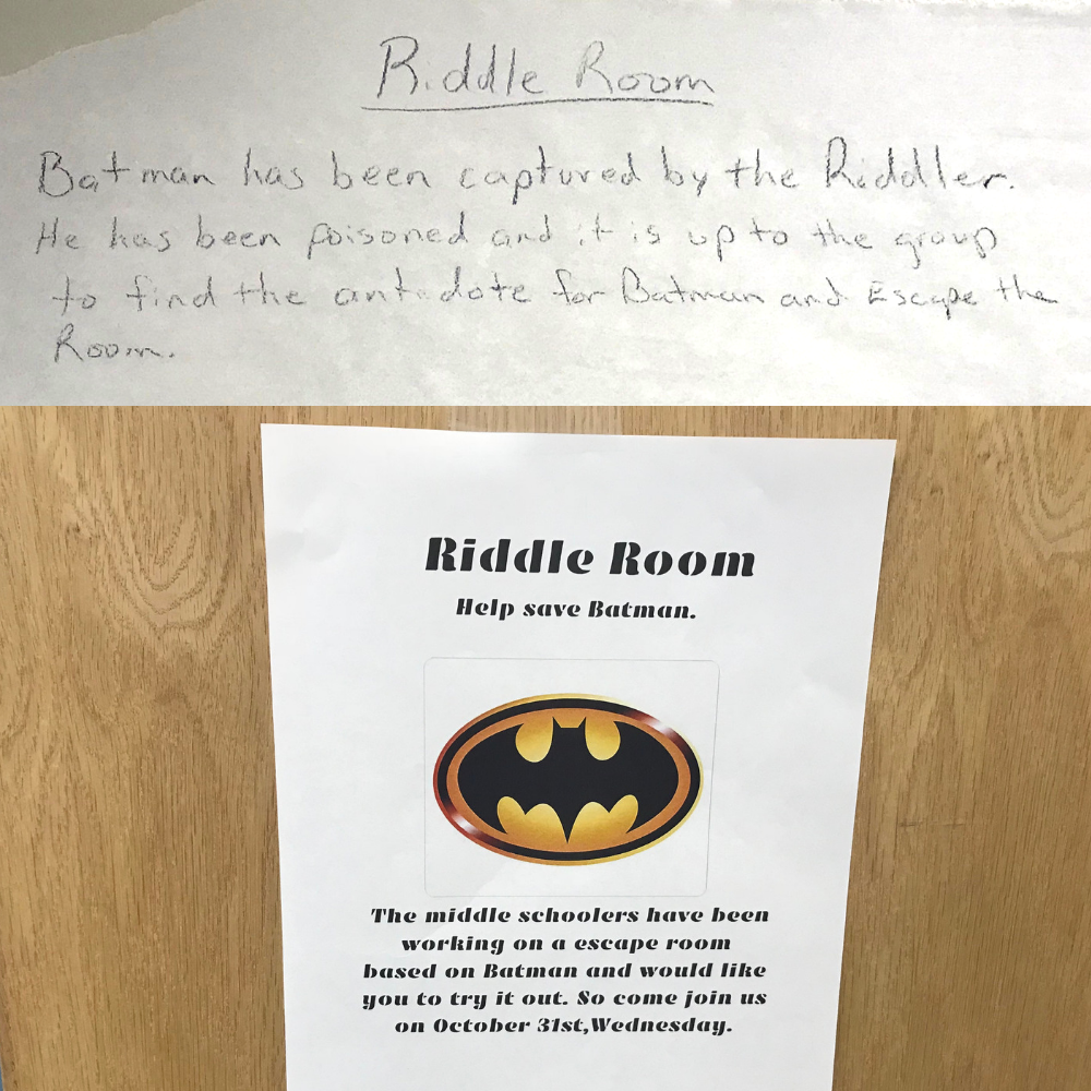 Riddle Room, one of the escape rooms at Community Middle. Image Credit: Emily Tate