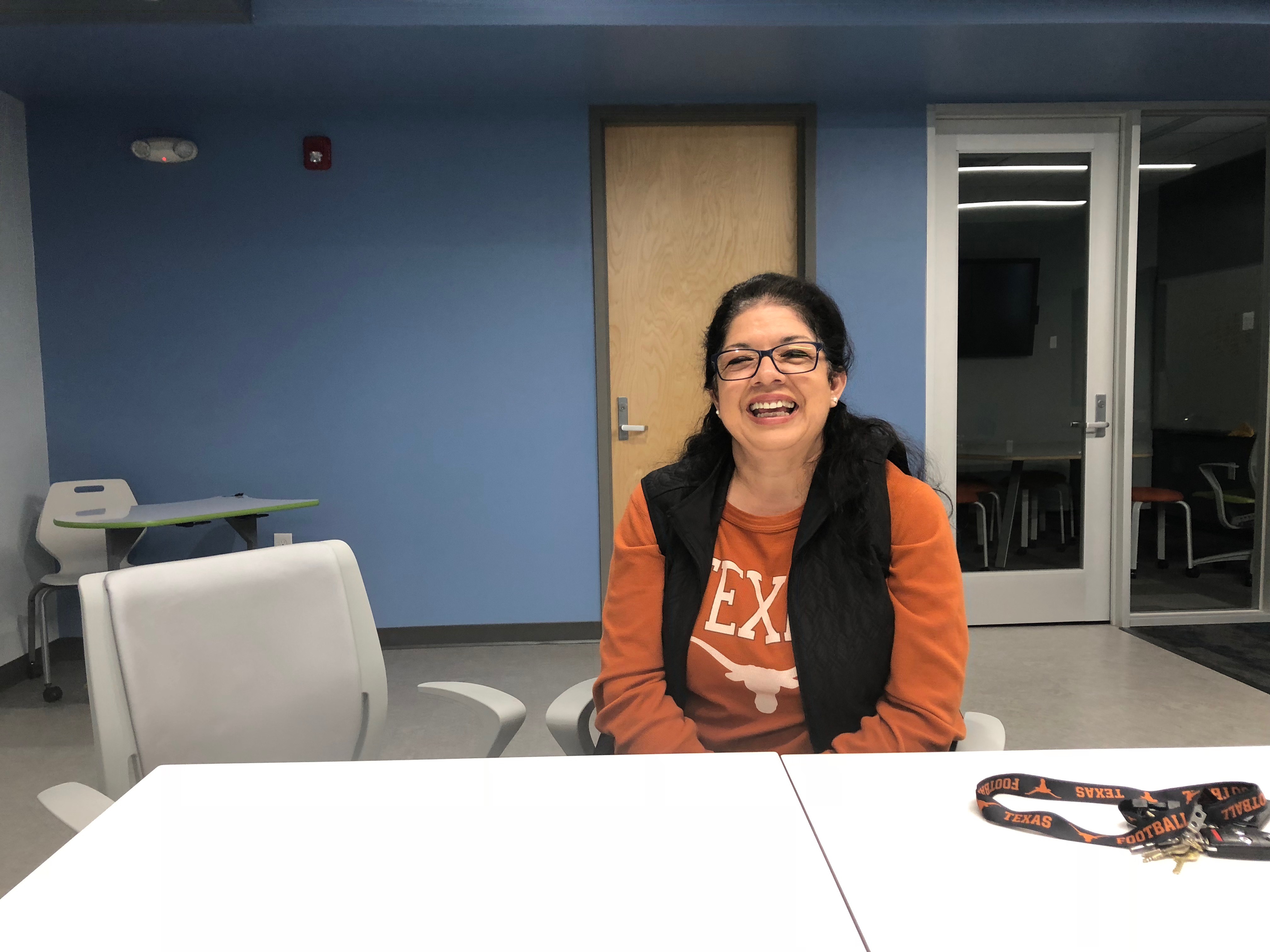 Principal Anabel Garza inside the school's new career launch center. Photo credit: Jenny Abamu
