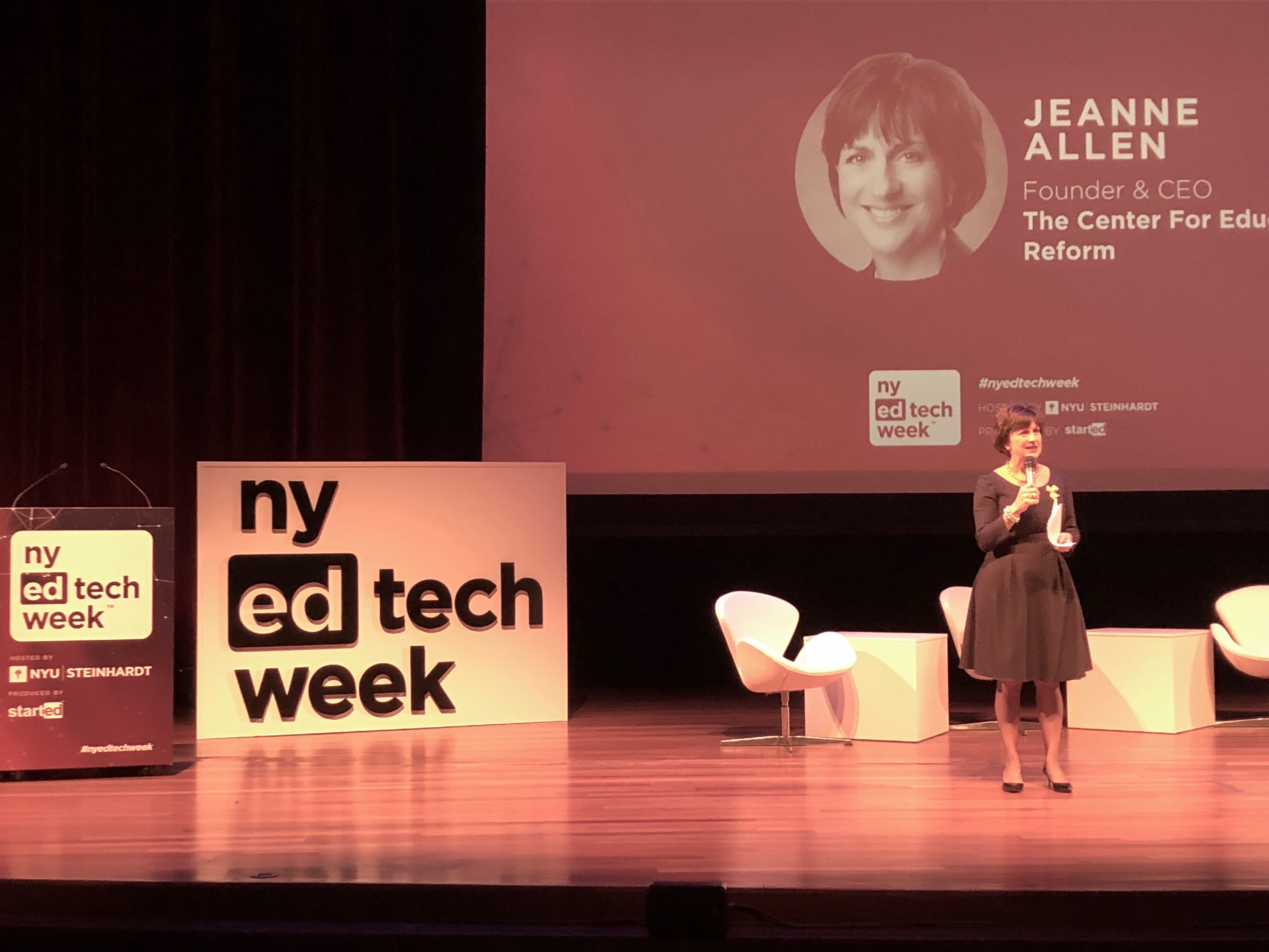 Jeanne Allen speaking at NY Edtech Week