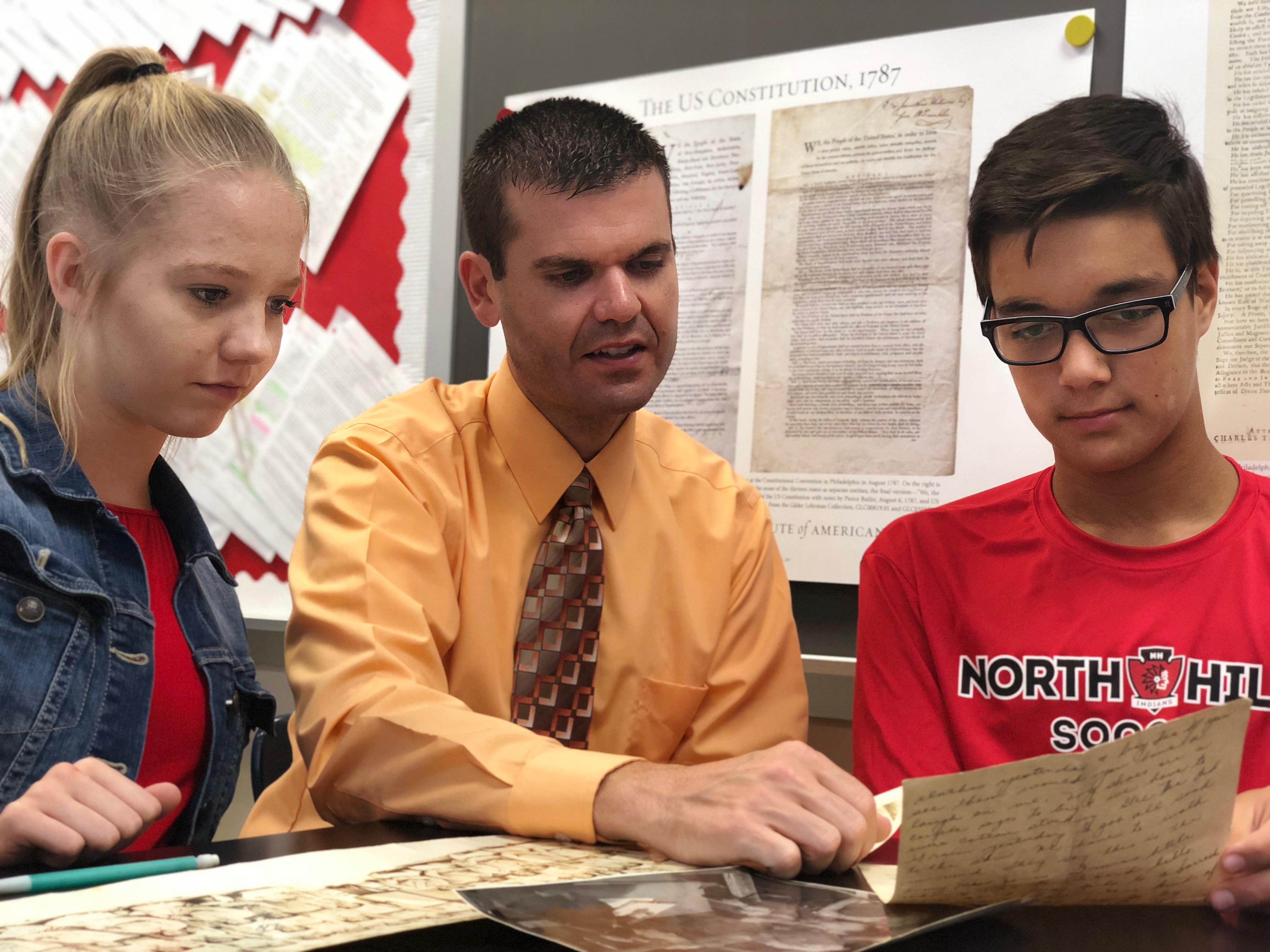 History teacher Joe Welch's classroom focuses largely on primary sources. (Photo: Vicki Truchan)