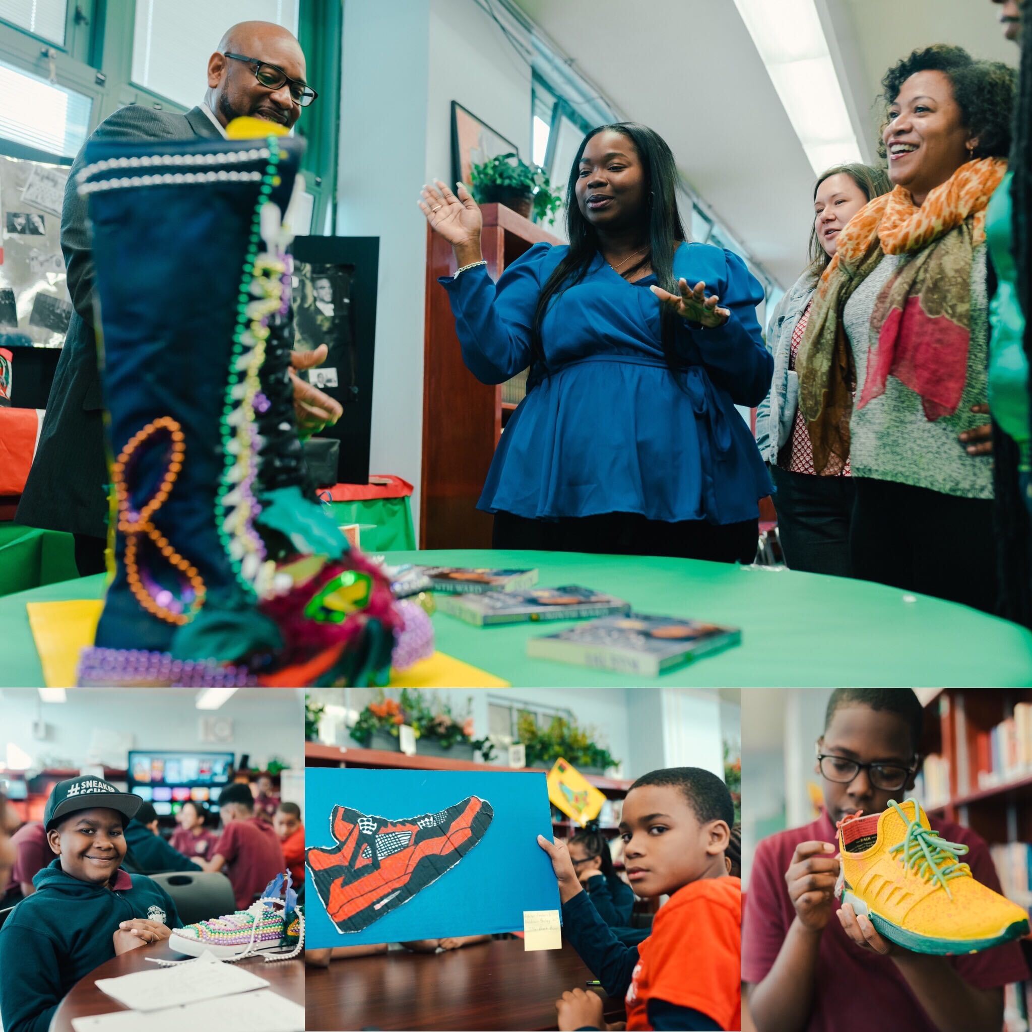 Student work being showcased at Meyer Levin Middle School. (Source: Yellowbrick)