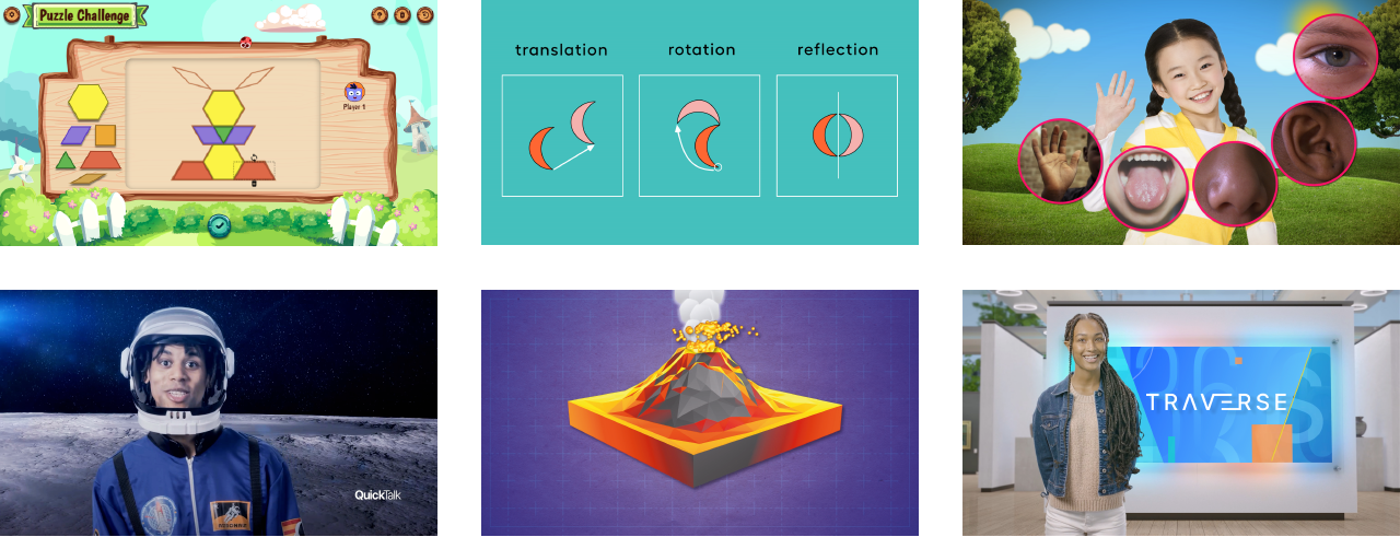 Examples of high-quality multimedia to engage students in Imagine Classroom curricula.