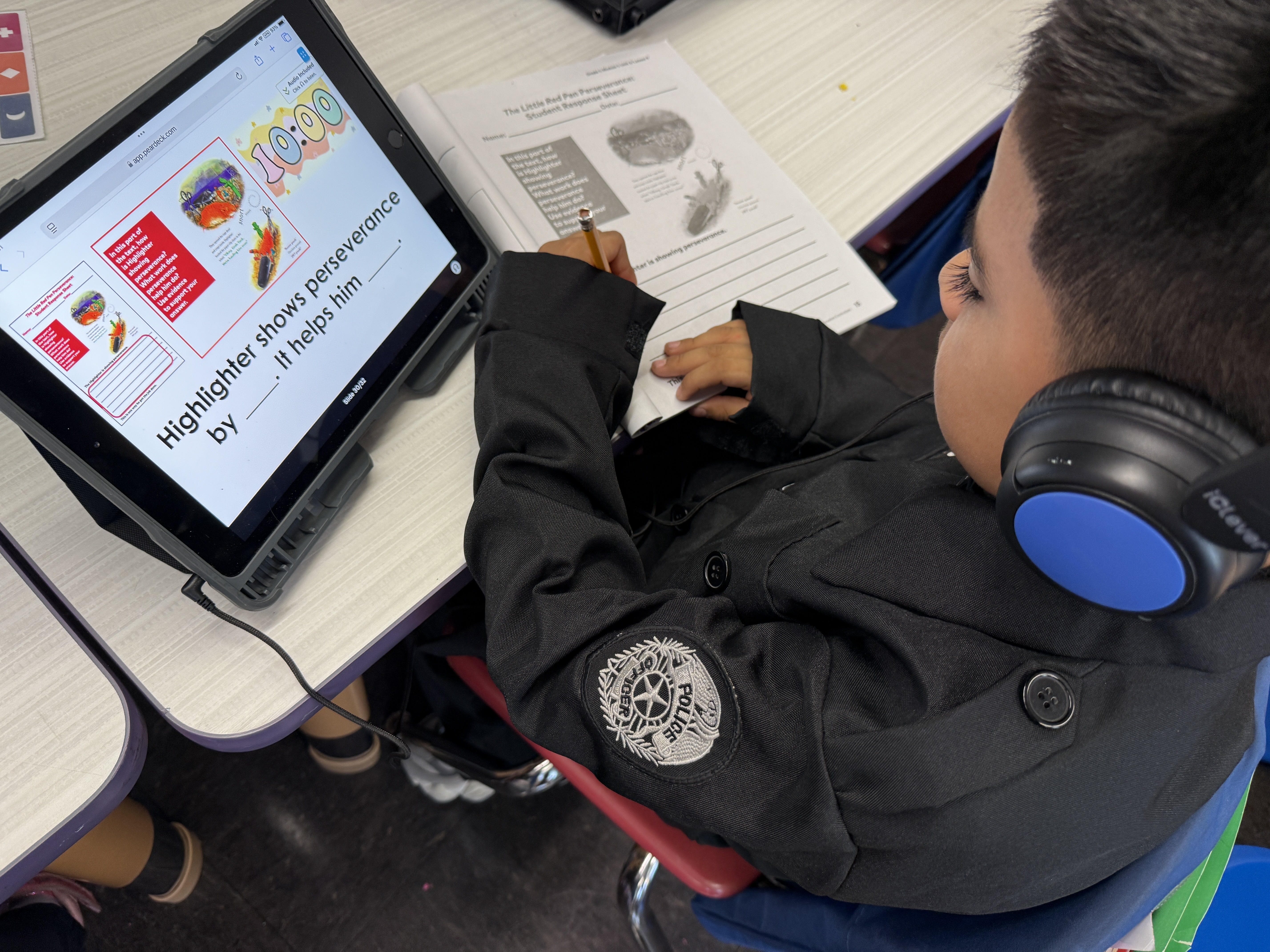 Some of Madison Weidner’s students use Pear Deck, which translates lessons, like word probems, into their native language. Photo courtesy of Weidner.