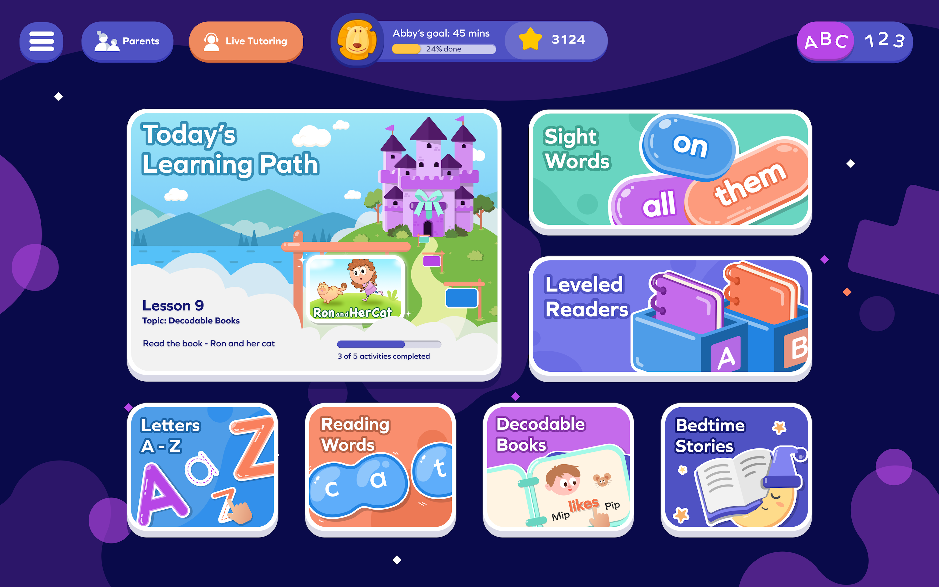 Student Learning Path for English language arts in Splashverse (credit: SplashLearn)
