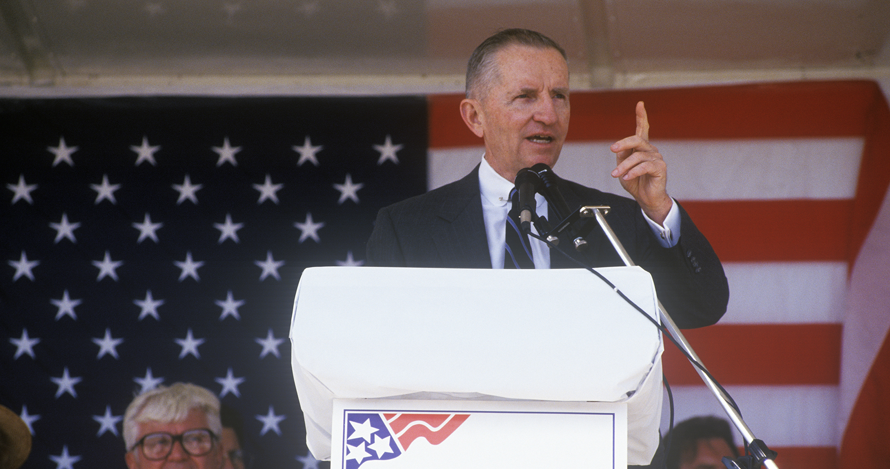 Ross Perot speaking during his campaign in 1992. (Photo credit: Joseph Sohm/ Shutterstock )
