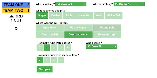 Web form for data capture coded in HTML and JavaScript.