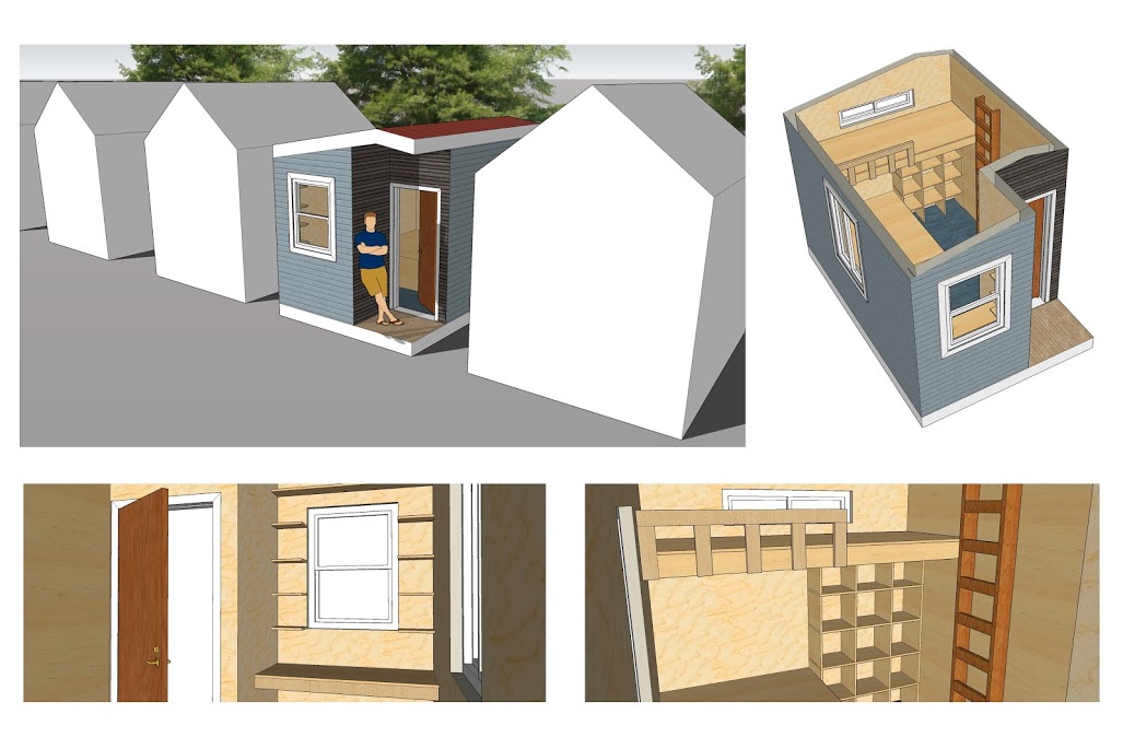 Students sketch out the tiny homes using CAD software.