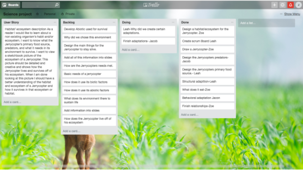 A Trello board can be used with the Scrum framework