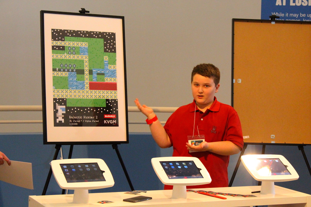 Photo by Tom Durkin. Jared Painter explains Galactic Hunter 2.