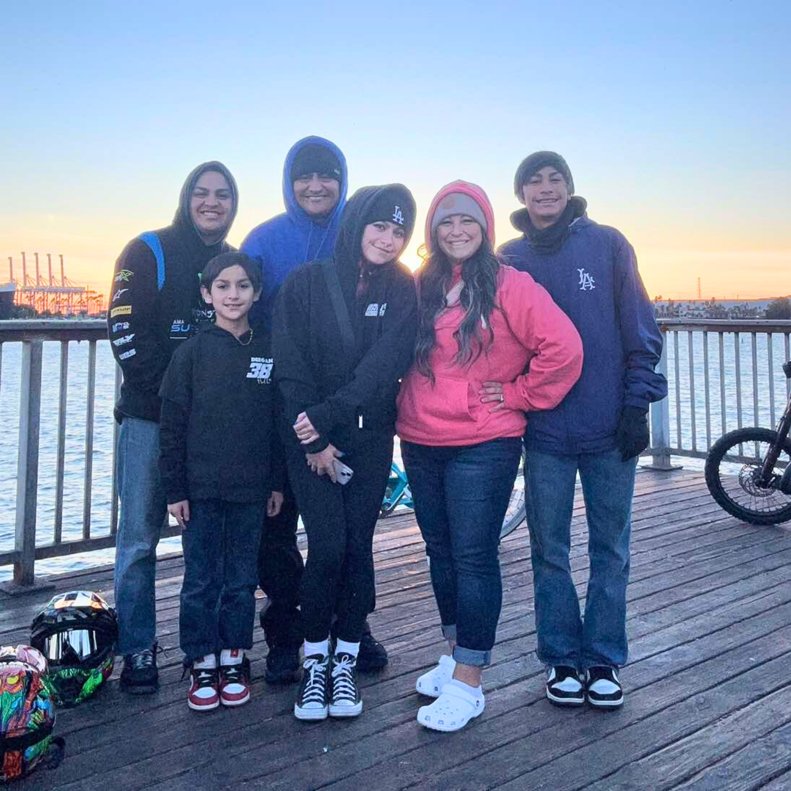 Kristi Calderon with her family. The youngest of her four children, an 8-year-old, has worn a smartwatch since first grade. Photo courtesy of Calderon.
