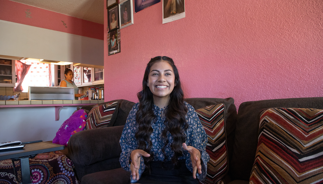 Princesa Ceballos at home with her mother in Porterville, Calif. Photo by Rod Thornburg for EdSurge.