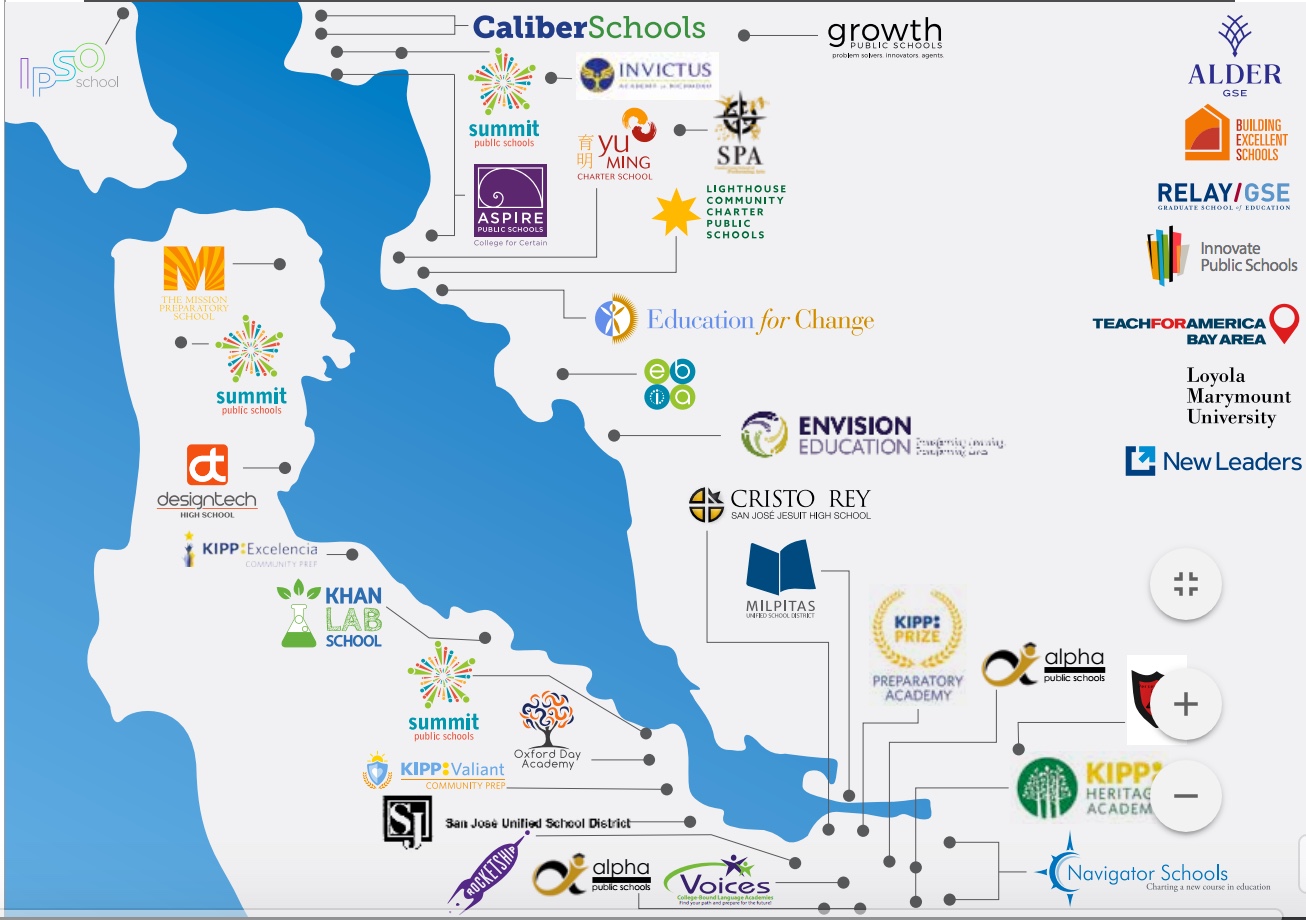 Schools in the San Francisco Bay area supported by Silicon Schools