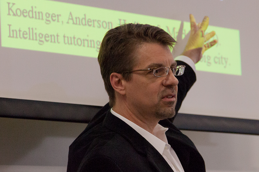 Learning engineer Kenneth Koedinger sharing his message about evidence- based teaching and learning. (Photo source: Remake Learning )