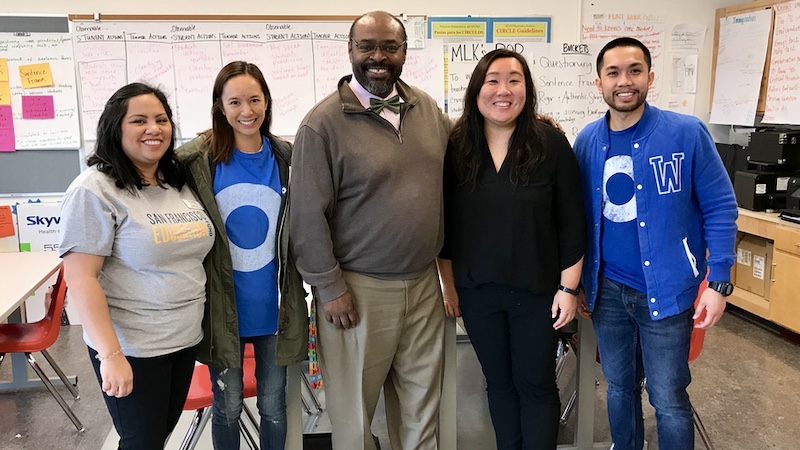 Okta employees and staff at the Martin Luther King, Jr., Middle School in San Francisco. (Image credit: Okta)