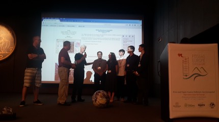 Left to right: OSGeo President Jeff McKenna; Bob Bishop-CEO, Centre for Earth Simulation, Geneva; Patrick Hogan, NASA Ames Research Center, Trillium Learning President Ron Fortunato and the Kodiak World Bridge Team