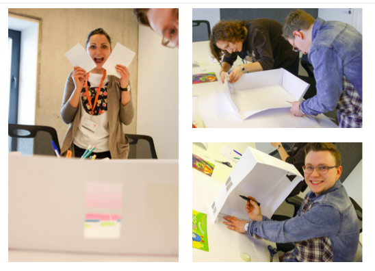 A team in Poland making paper prototypes