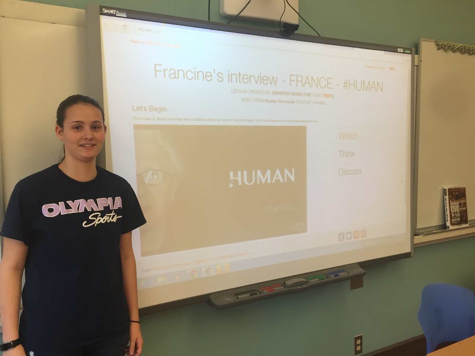 An example of a lesson inspired by an 8th grade student (who approached me with the video and created the questions in the “Think” section) is “Francine’s Interview.” This student’s lesson, as one would imagine, is a favorite among her peers.