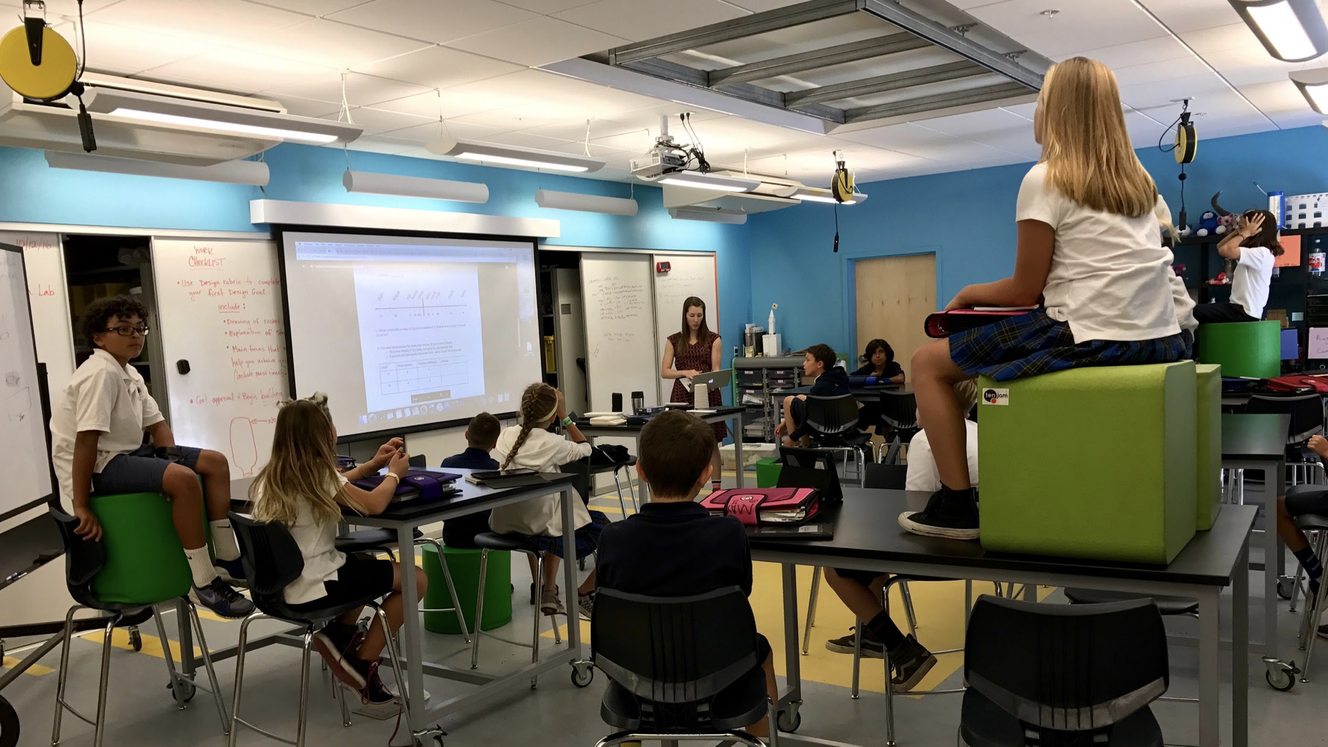 A redesigned classroom at Hillbrook School.