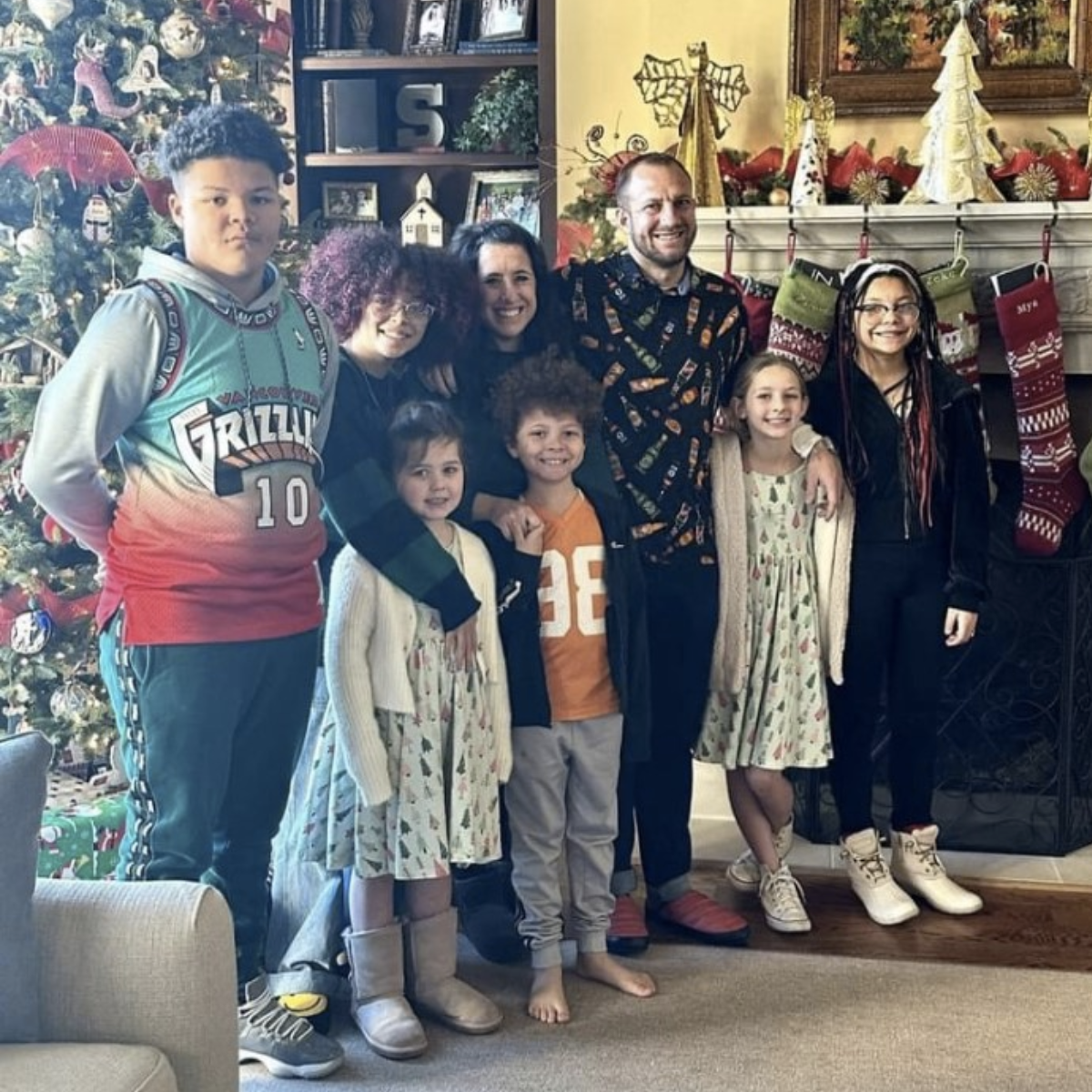 Josh Davenport, center, with his wife and their six children. Photo courtesy of Davenport.