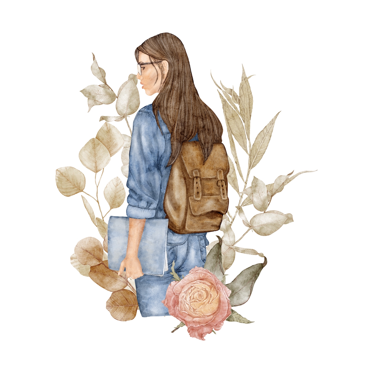 illustration of a girl at school