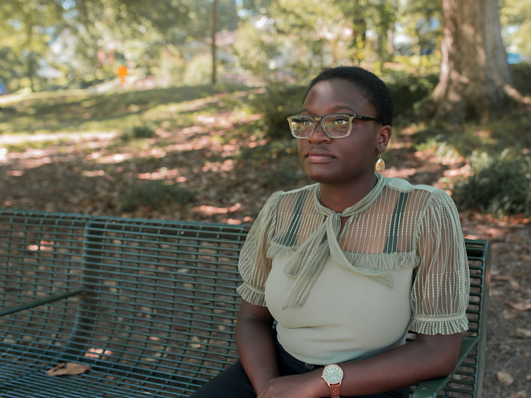 Efiotu Jagun in a park in Durham, North Carolina. Photo by Damola Akintunde for EdSurge.