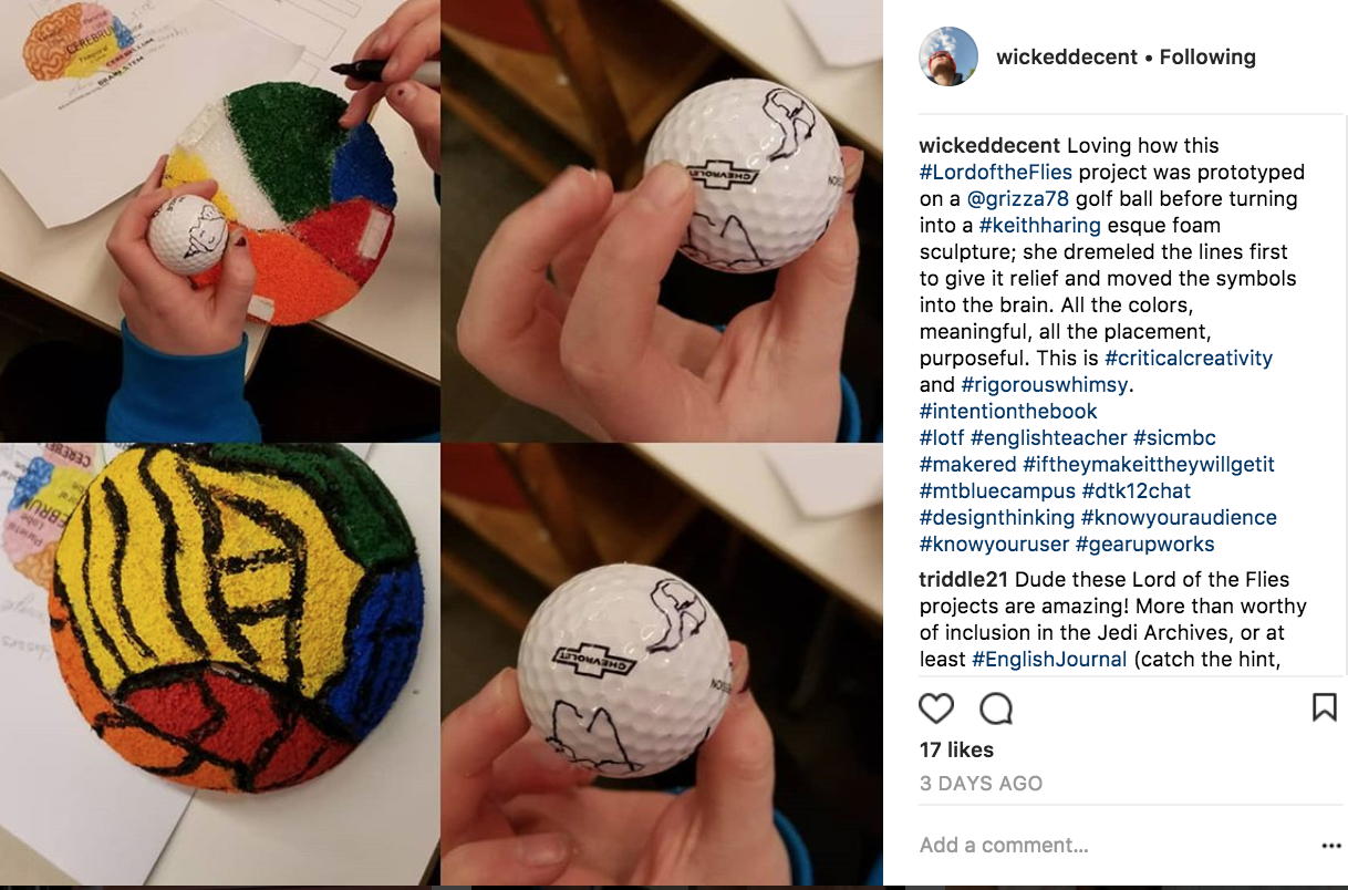 Instagram user wickeddecent posts a lesson idea tailored for Instagram.