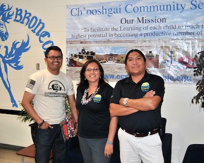 Tsosie (far left) with his team, LaVelda Charley, Education Research Specialist,