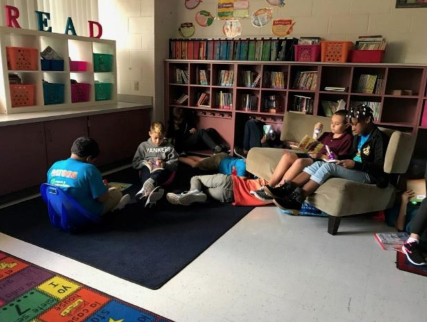 Flashlight reading at Golden Grove Elementary School. (Source: Linda Edgecomb)