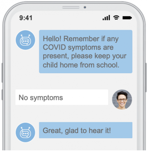A friendly reminder to parents about pandemic safety precautions (Credit: AllHere)