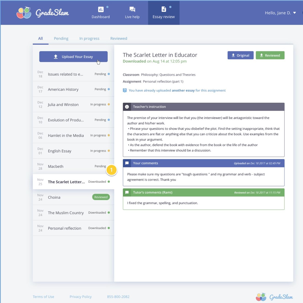 GradeSlam essay review (Image credit: GradeSlam)