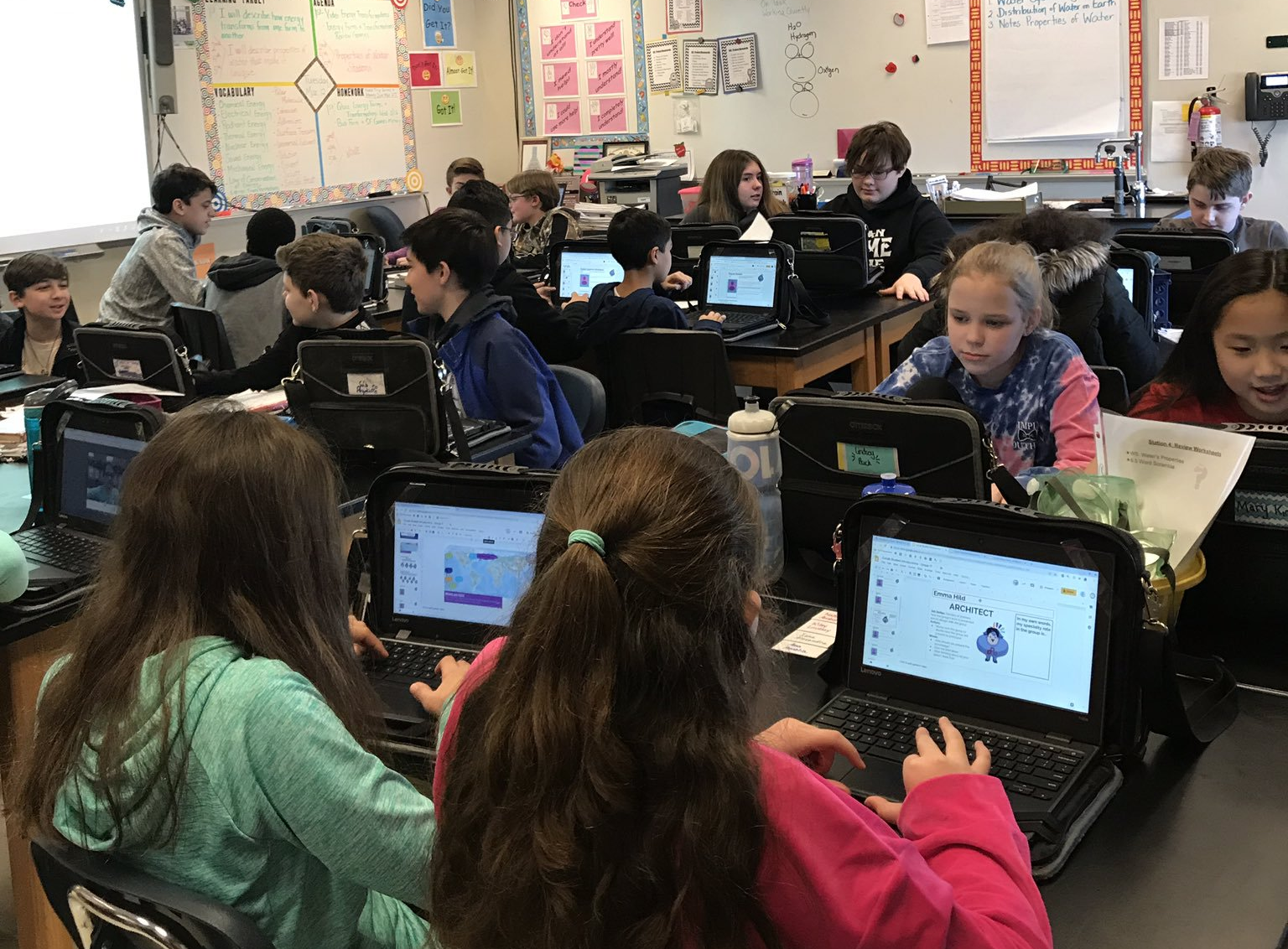 Amy Miller's class working on their CoLab projects (Source: Hapara)