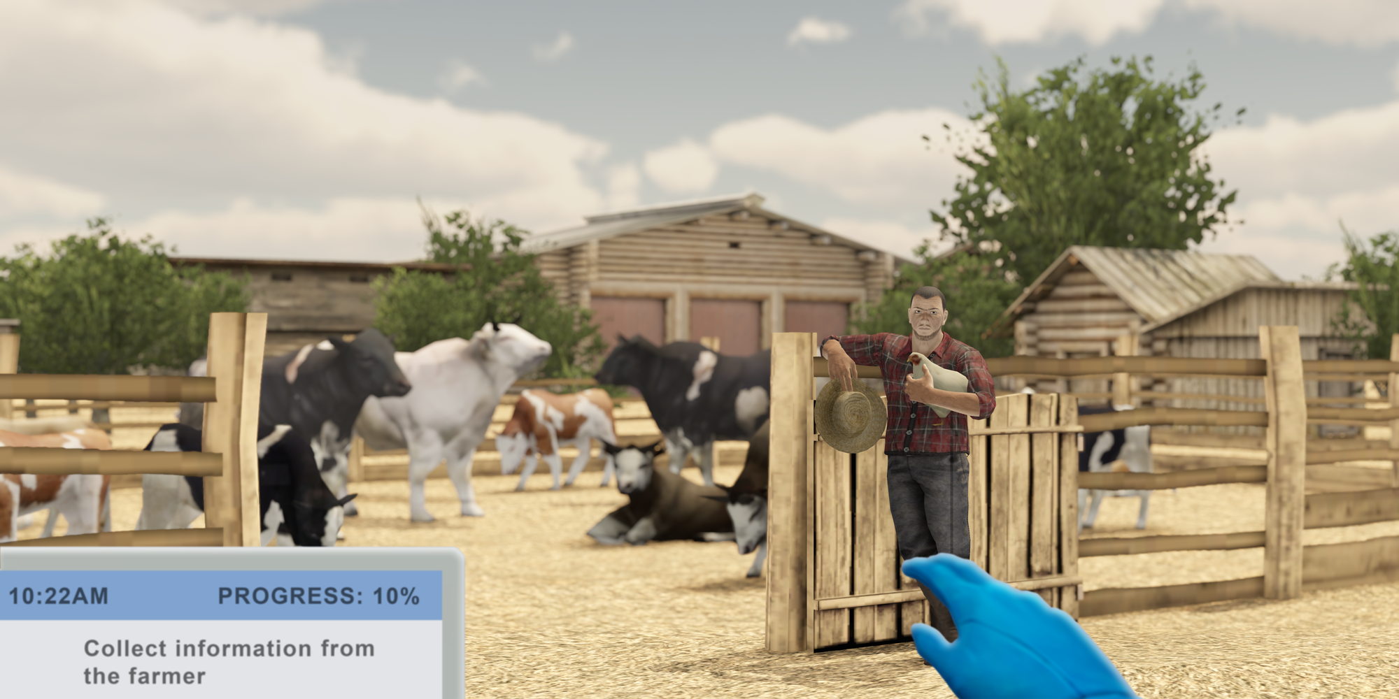 In this Labster simulation, the user interacts with a virtual farmer and learns about animal genetics.