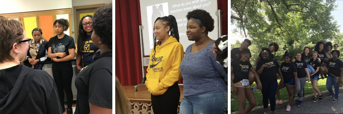 Students from the Girls of Color Program during Sister Circles, presenting professional development for teachers, and visiting the Louisville Zoo. (Credit: NyRee Clayton-Taylor and LaRhonda Mathies)