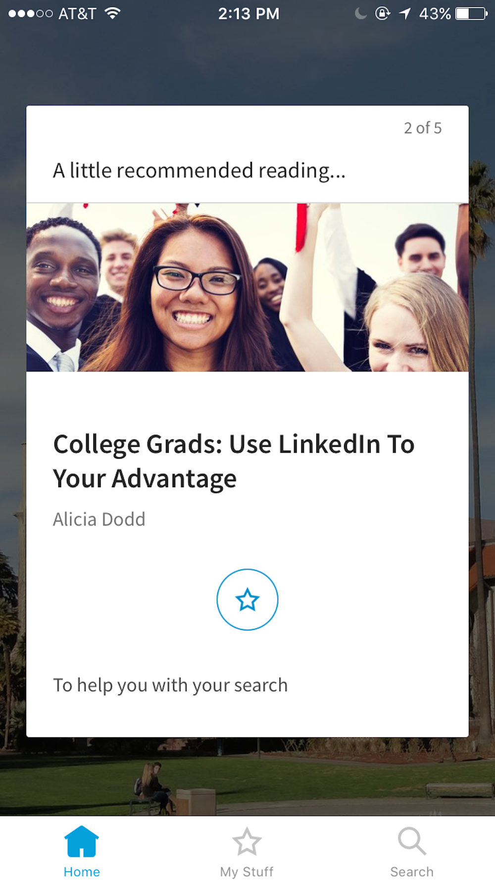 A screenshot of LinkedIn Students