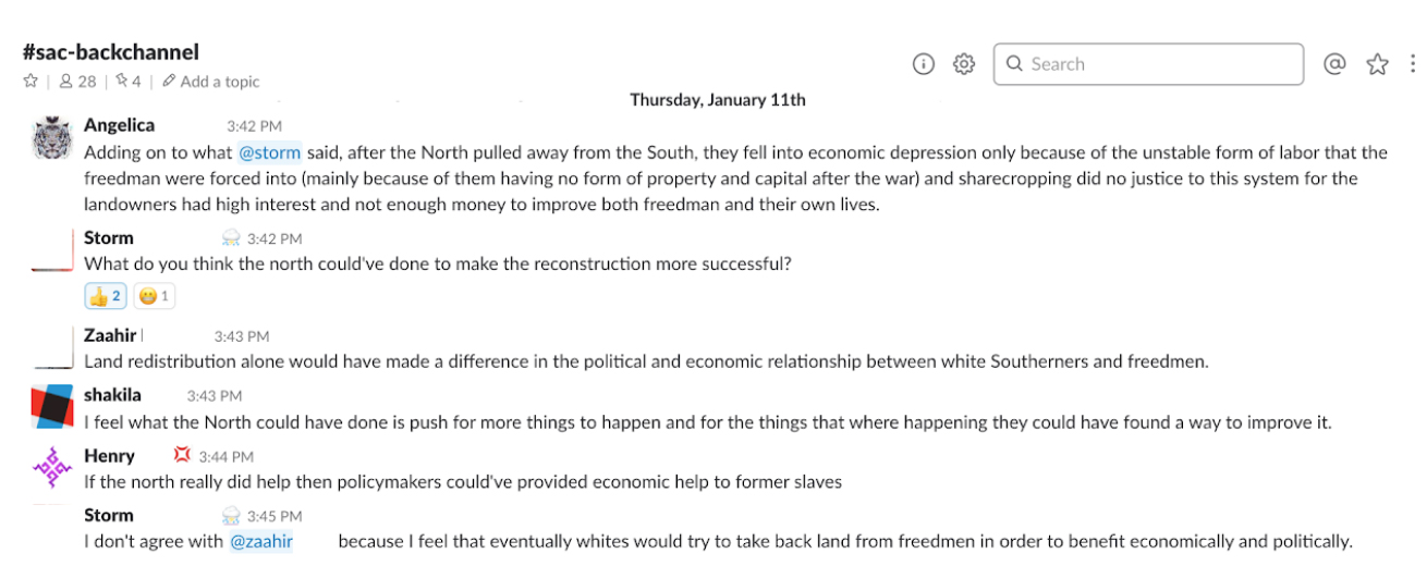 Using Slack in class discussion