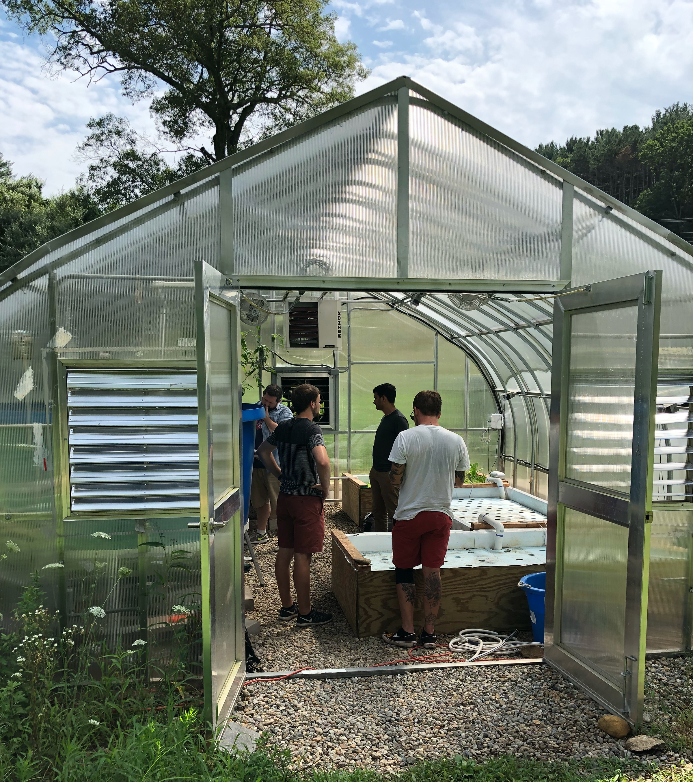 University of Connecticut students check sensors an aquaponics facility. (Photo credit: University of Connecticut and Splunk)